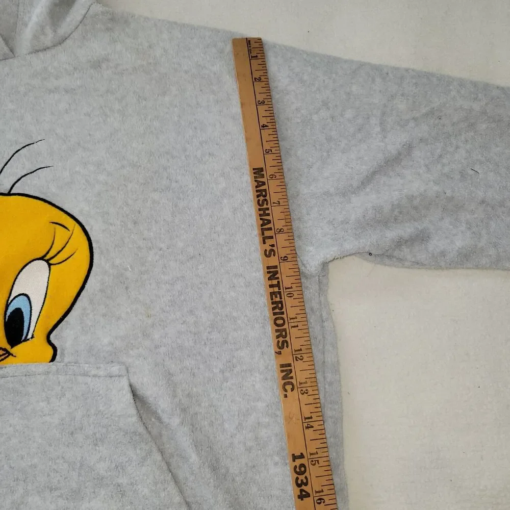 Vtg Looney Tunes Sweatshirt Sz M Womens Tweety Bird Hoodie 90s Retro Y2K Cartoon - Picture 8 of 16